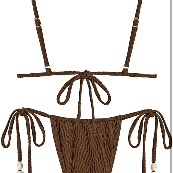 Elegant coffee Bikini with Beaded Accents Size S/0071 - Picture 4 of 5